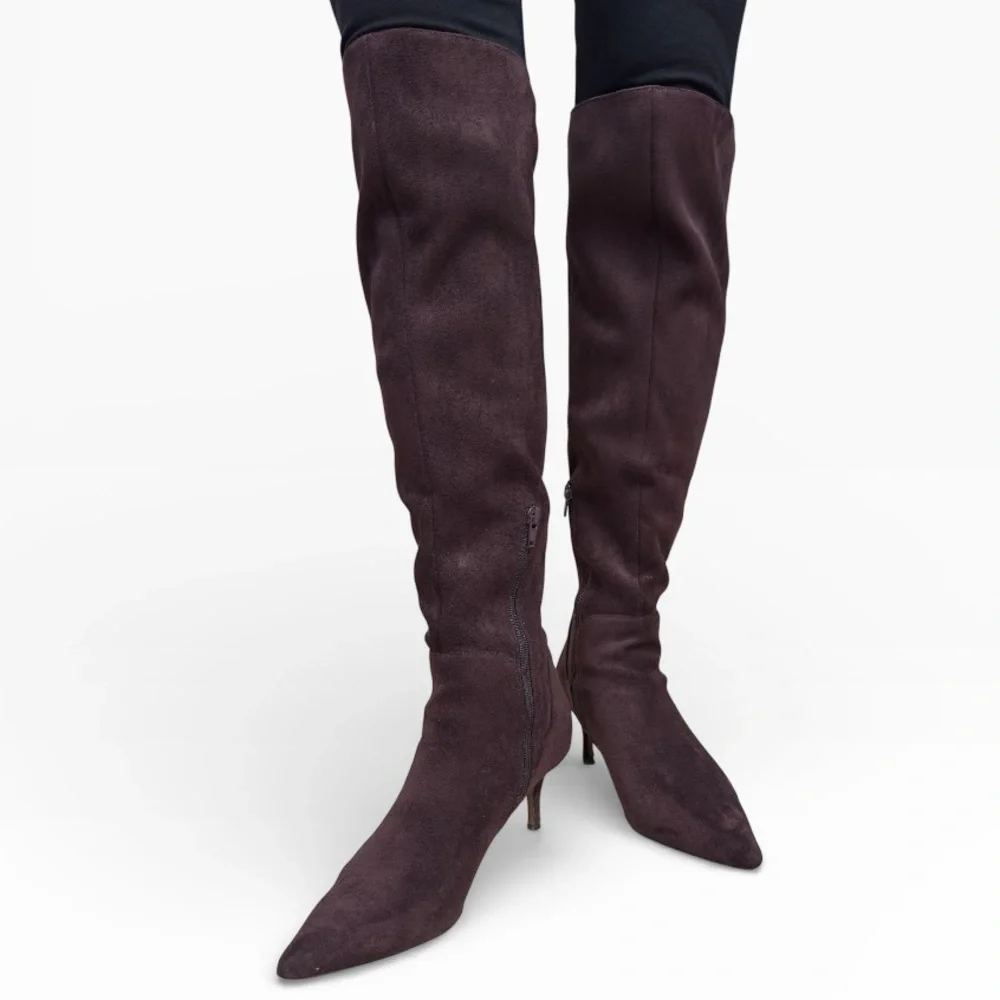 Charles by Charles David Atypical OTK Boots Mocha Brown Suede Size US 7.5 Women
